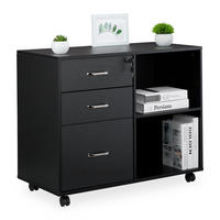 ROLLCONTAINER - Silberfarben/Schwarz, Holzwerkstoff/Kunststoff (80/66/40cm) - Relaxdays