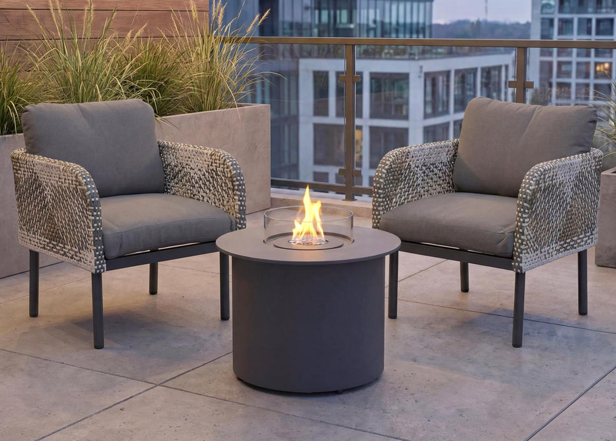 POLY-RATTAN SADA Tmavě šedá - tmavě šedá, kompozitní dřevo - MCW