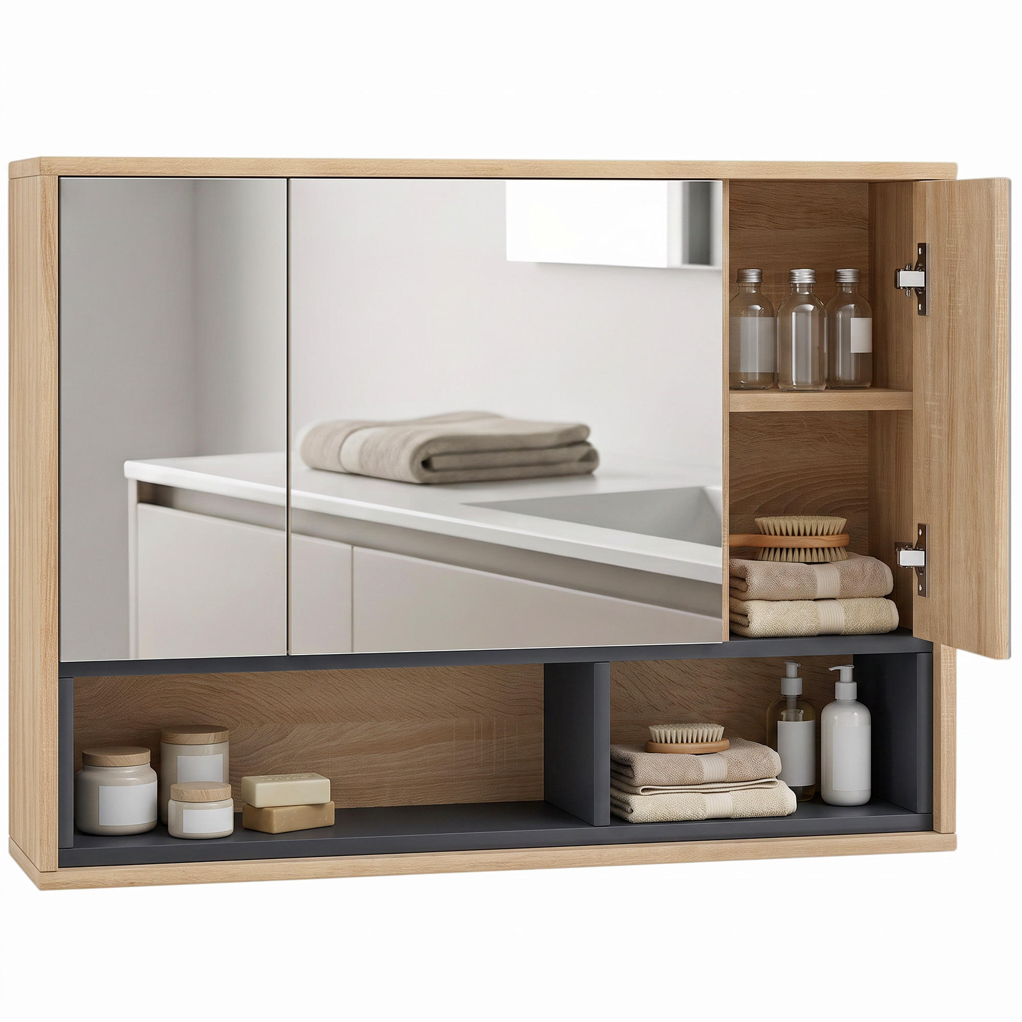 SPIEGELSCHRANK Eichefarben - Eichefarben, Holz (80/60/20cm)