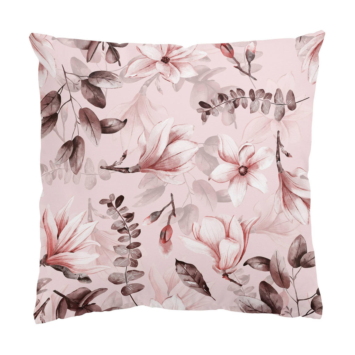 KISSENBEZUG Blüten mit Grauen Blättern vor Rosa 40/40 cm - Rosa, Textil (40/40cm) - Bilderwelten