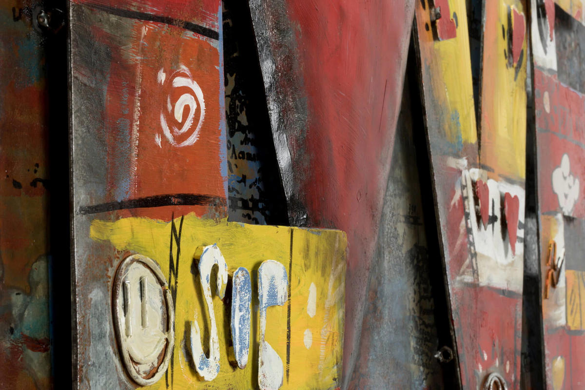 METALLBILD Rot 90/60 cm - Rot, Metall (4.5/60cm) - KUNSTLOFT