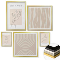 WANDBILDER 5er Set - 50x50 cm & 20x30 cm & 40x60 cm Goldrahmen - Eine Sammlung minimalistischer Formen - Goldfarben, Kunststoff (40/60cm) - ArtPrintCave