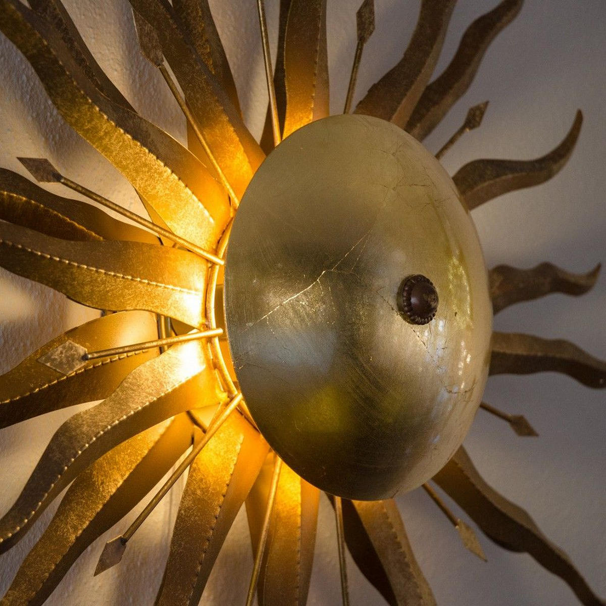 WAND-/DECKENLAMPE Diator L handgeschmiedete Sonne Rost- & Goldfarben - Goldfarben, Metall (47/47/15cm) - s.luce