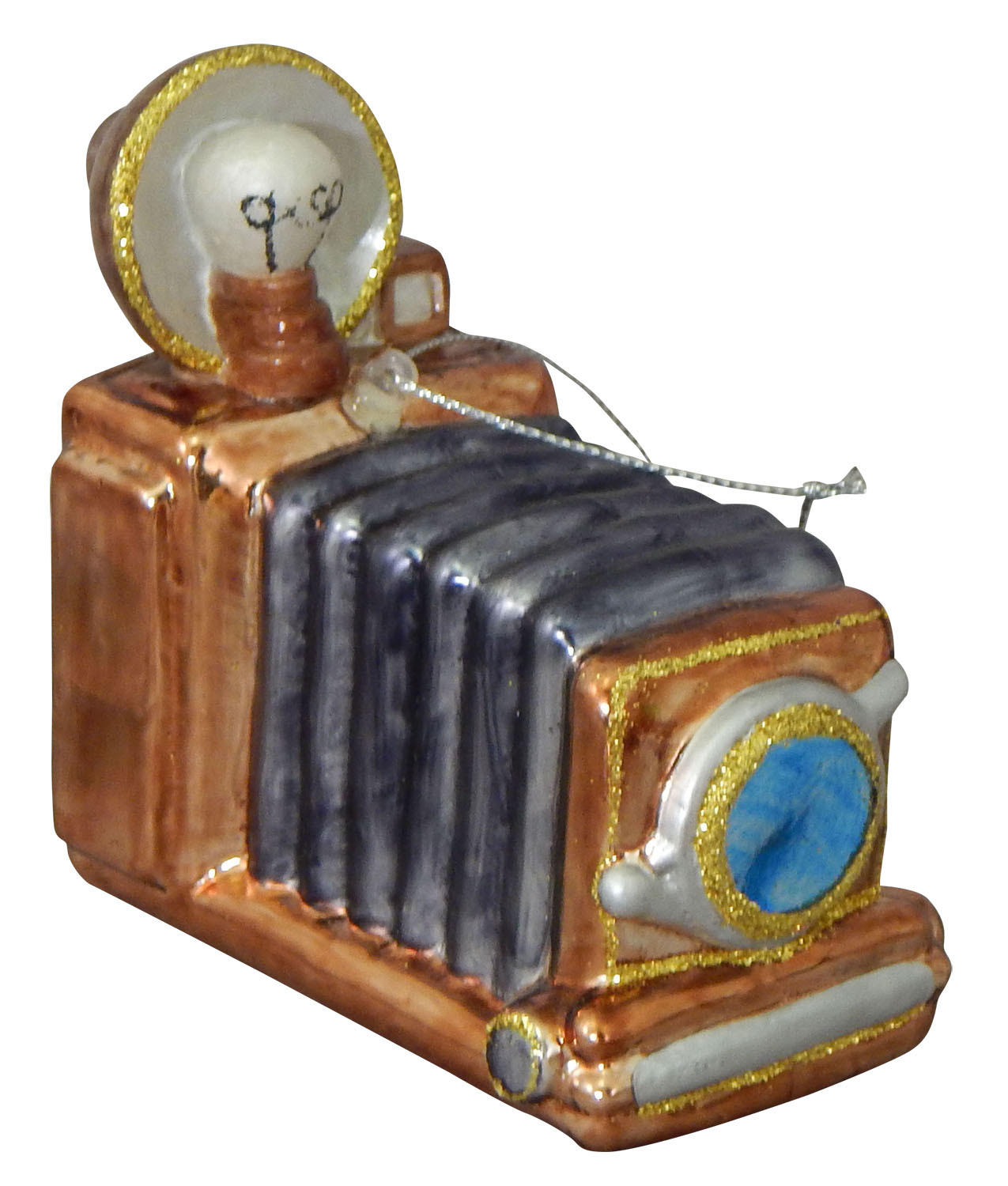 CHRISTBAUMSCHMUCK Nostalgie Kamera Braun 6cm (Glas / 1 Stk.) - Braun, Glas (10/6/6cm) - Krebs Glas Lauscha