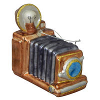 CHRISTBAUMSCHMUCK Nostalgie Kamera Braun 6cm (Glas / 1 Stk.) - Braun, Glas (10/6/6cm) - Krebs Glas Lauscha