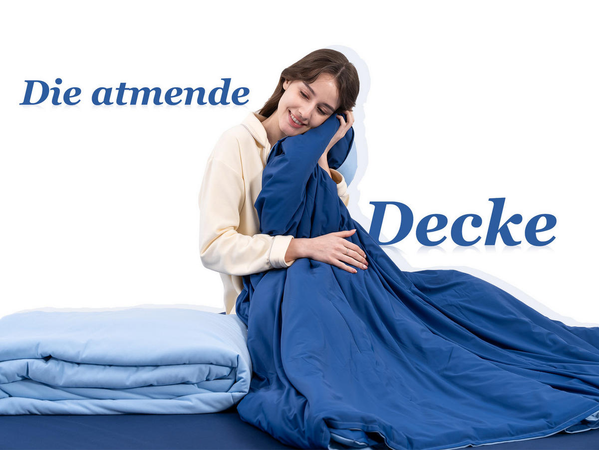 SOMMER-SCHLAFDECKE Blau 135×200 cm Doppelseitig Atmungsaktiv für erfrischenden Schlaf - Blau, Textil (135/200cm) - CHICASA