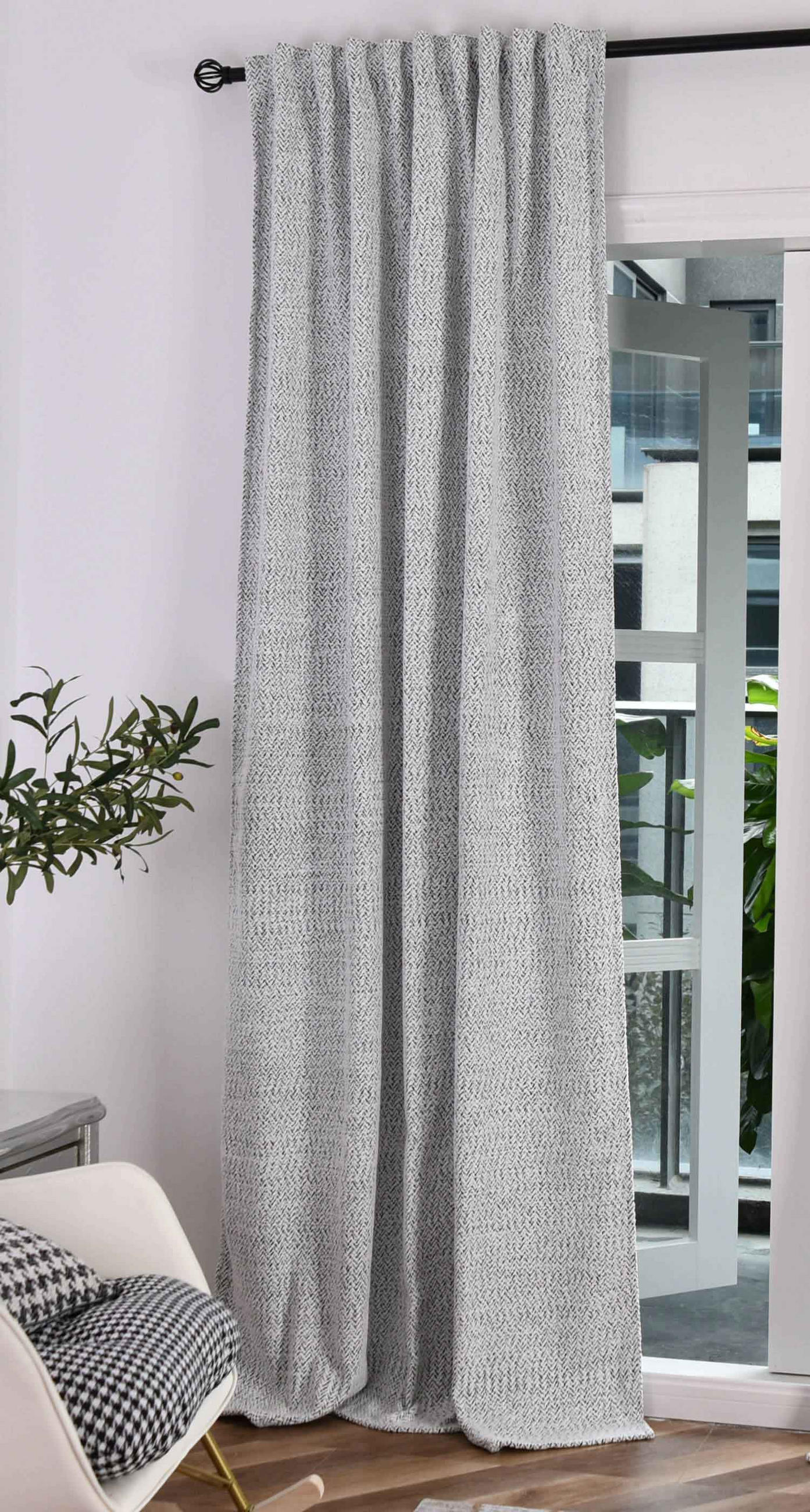 VORHANG CHENILLE MONTANA HxB 245x140 cm Weiß Schwarz - Weiß, Textil (140/245cm) - Gardinenbox