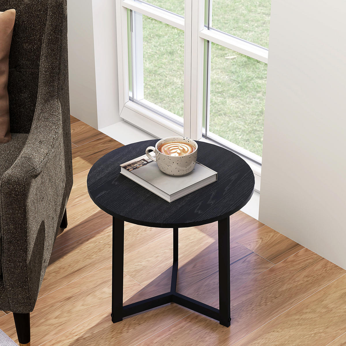 COUCHTISCH 48/40 cm Schwarz aus Stahl und MDF mit ineinander schiebbarer Funktion - Schwarz, Metall (48/48/45cm) - OKMYHOME