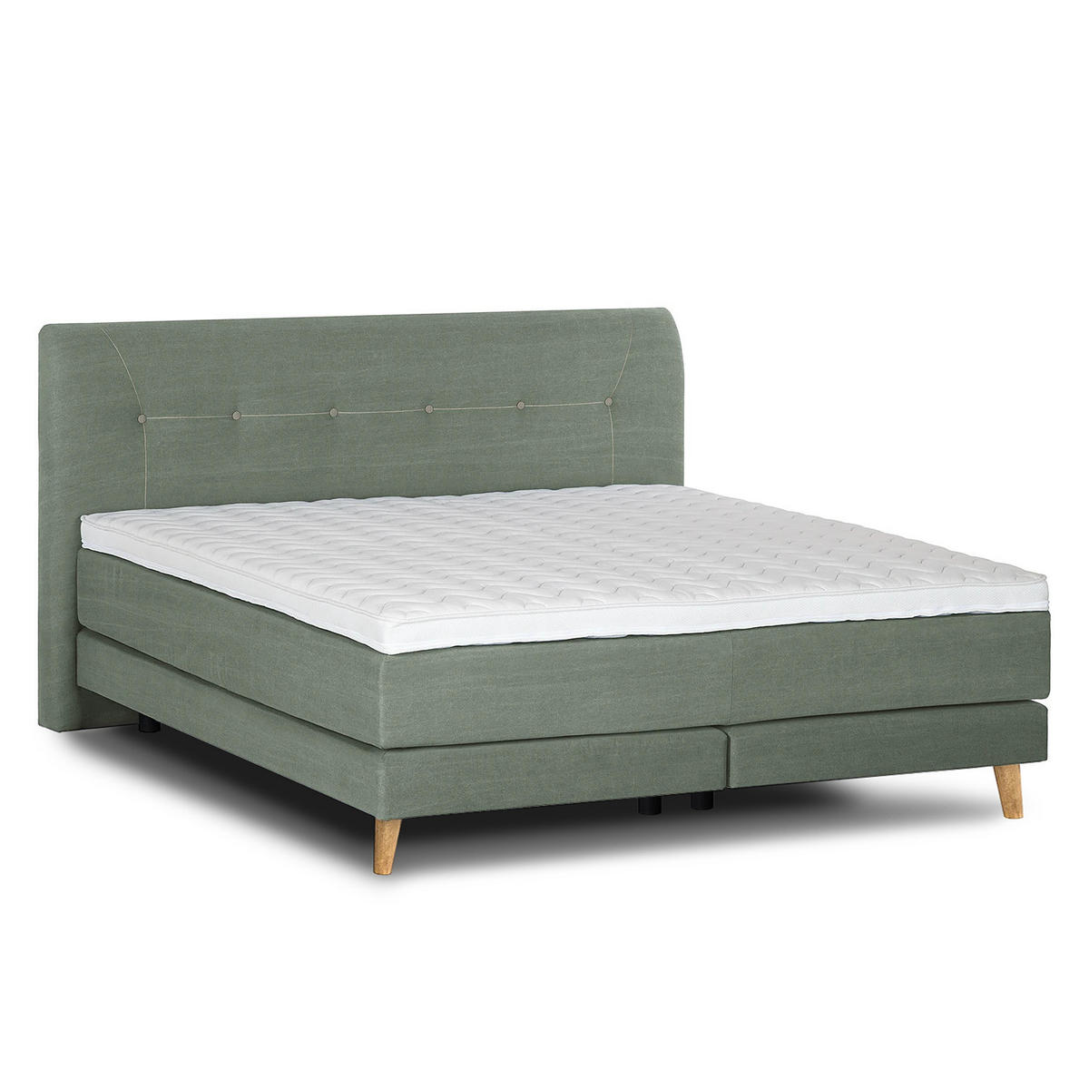 BOXSPRINGBETT - Webstoff - Jadegrün, Naturmaterialien (200/200cm) - home24
