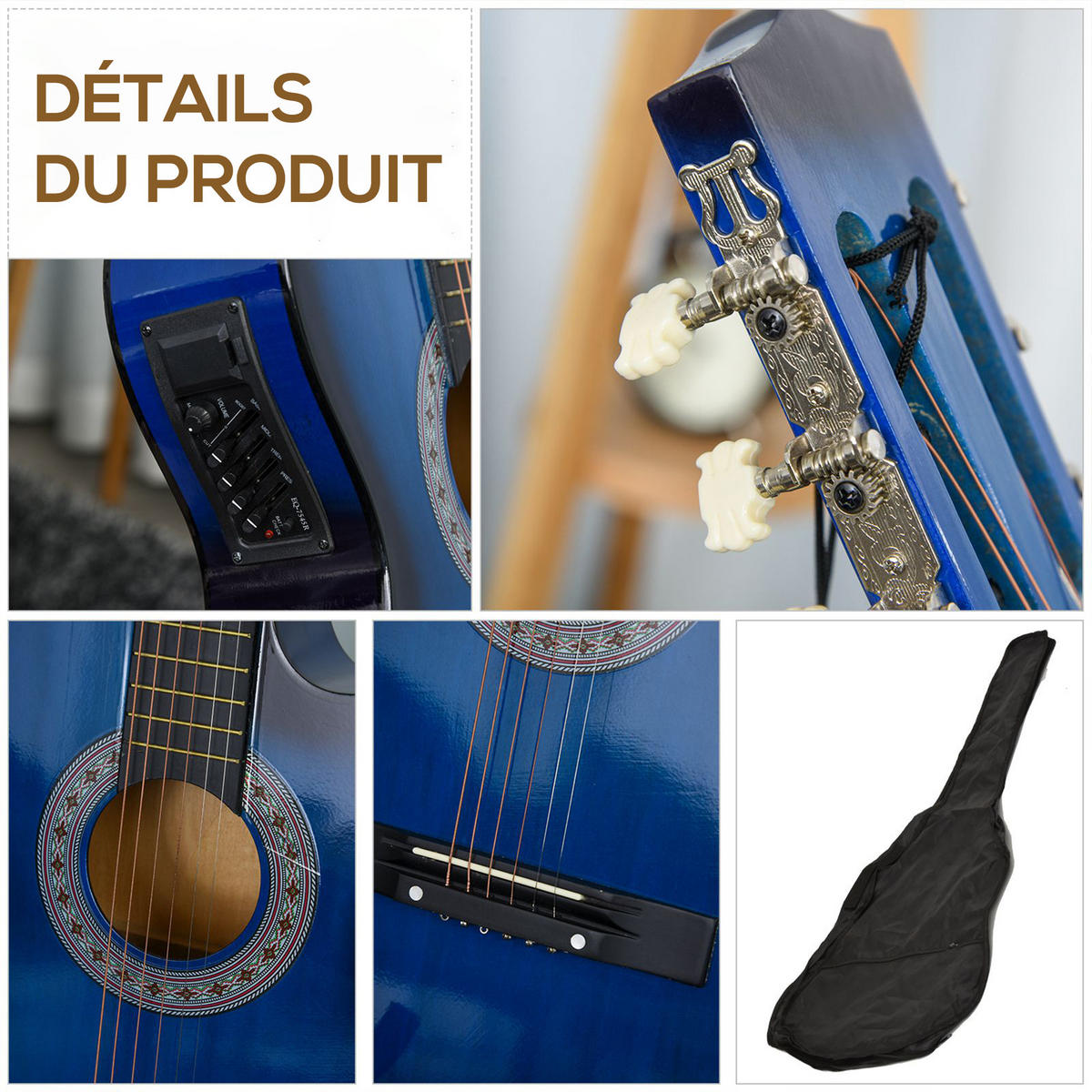 ELEKTRISCHE GITARRE DE-18665 Blau/Schwarz - Blau, Holzwerkstoff (35.8/8.5/96.5cm) - ComfortXL