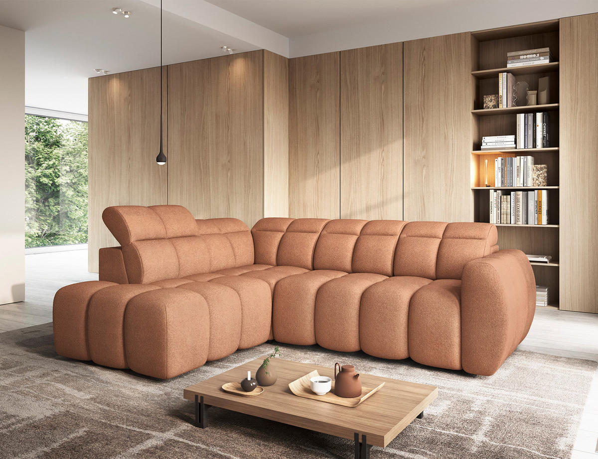 ECKSOFA Eagle L - Orange (Xillar 24) - Orange, Holzwerkstoff (258/208cm) - Möblo