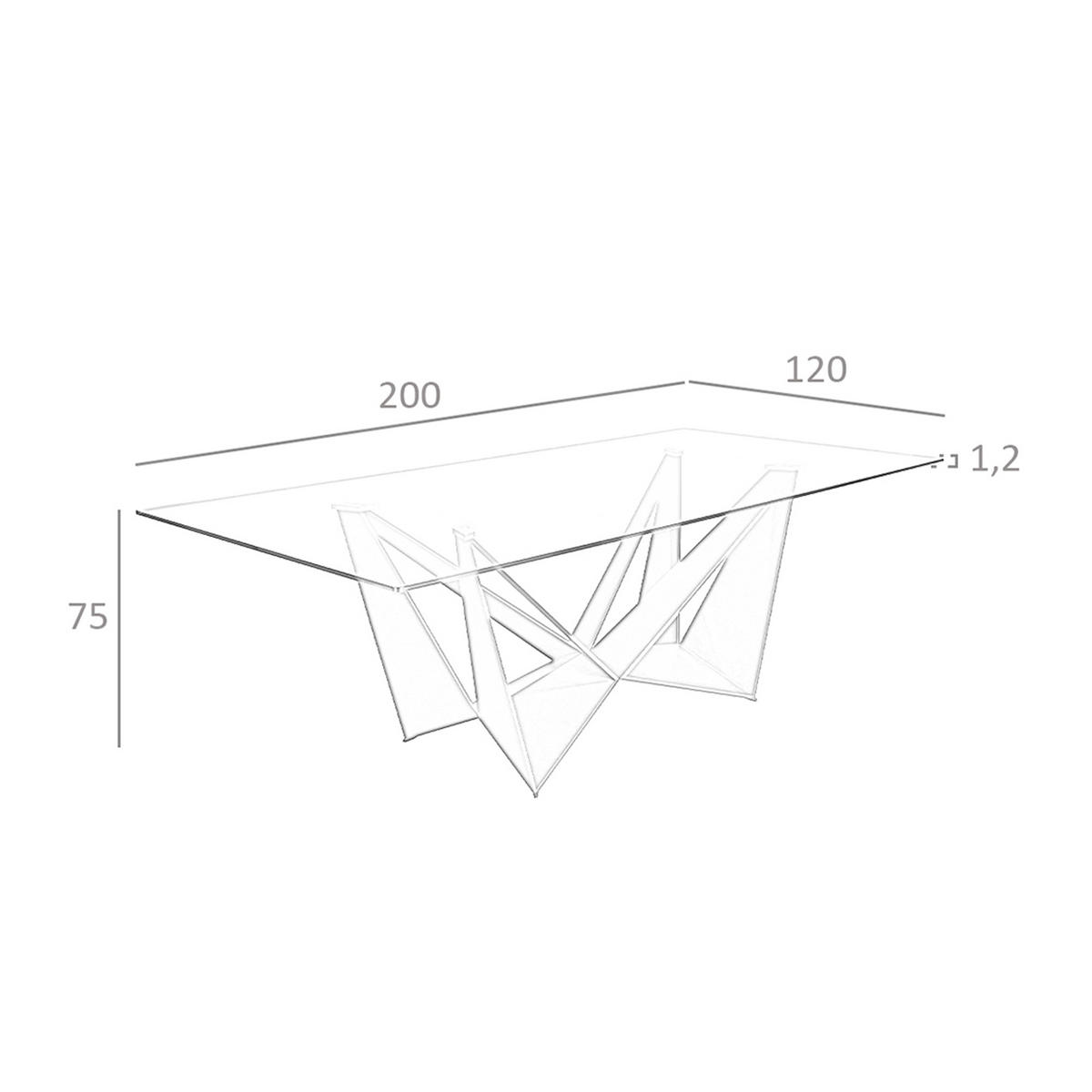 ESSTISCH Esstisch Rechteckig gehärtetes Glas aus schwarzer Stahl 220/95/75 cm - Schwarz, Glas (95/220/75cm) - ANGEL CERDA