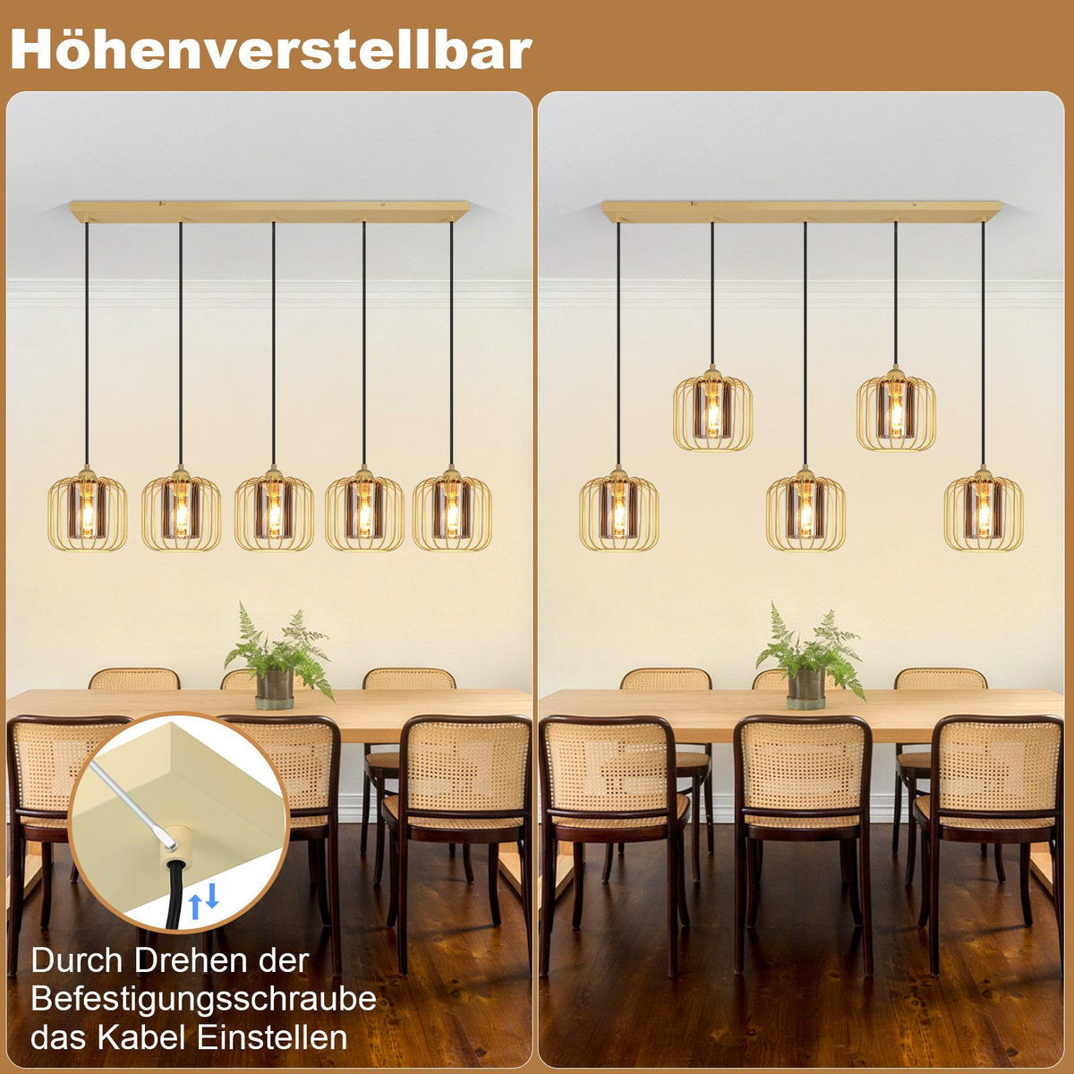 PENDELLEUCHTE BERLIN Ⅲ 100/20/155 cm - Gelb, Metall (100/20/155cm) - Nettlife