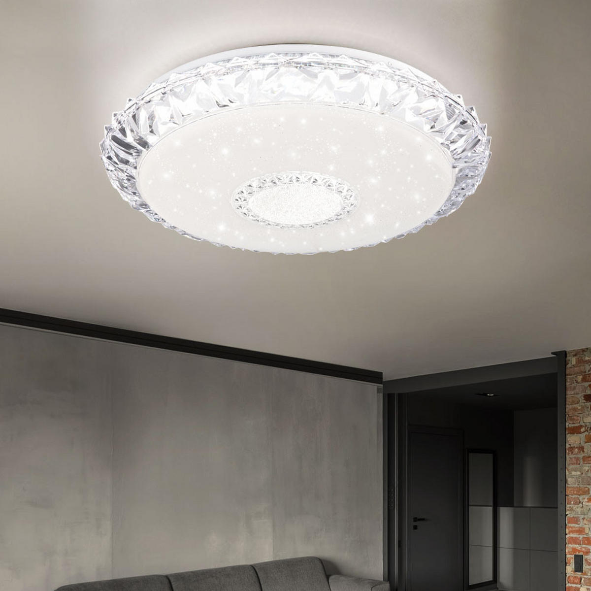 LED DECKENLEUCHTE Kristalloptik Weiß - Weiß, Metall (50/50/10cm)