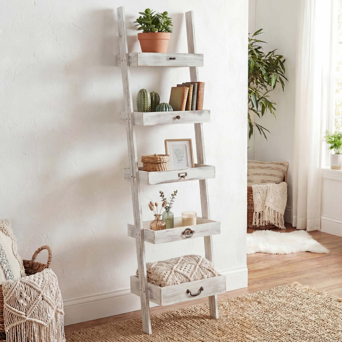 PFLANZREGAL BLUMENSTäNDER Weiß - Weiß, Holz (43/169/32cm) - MCW