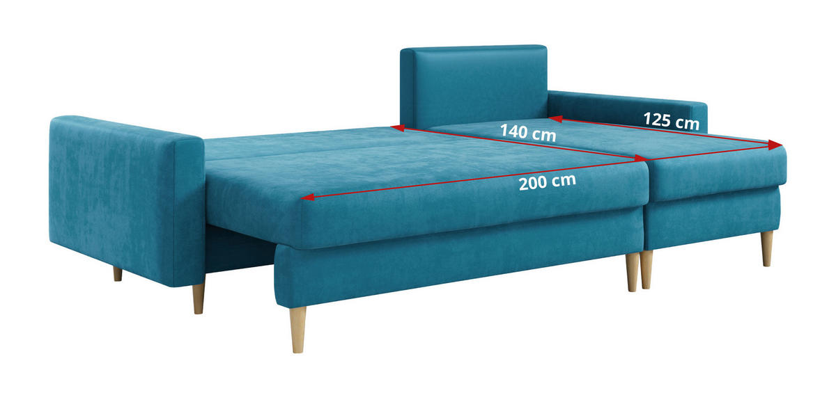 ROHOVÁ SEDAČKA LANG L - Hnědá Samet - barva buku/hnědá, dřevo/textil (220/140cm) - MKS