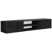 TV Hängeschrank 160 cm Schwarz Hochglanzfront 160x35x29,5 cm - Schwarz Hochglanz, Holzwerkstoff (160/35/29.5cm) - Mobelsta