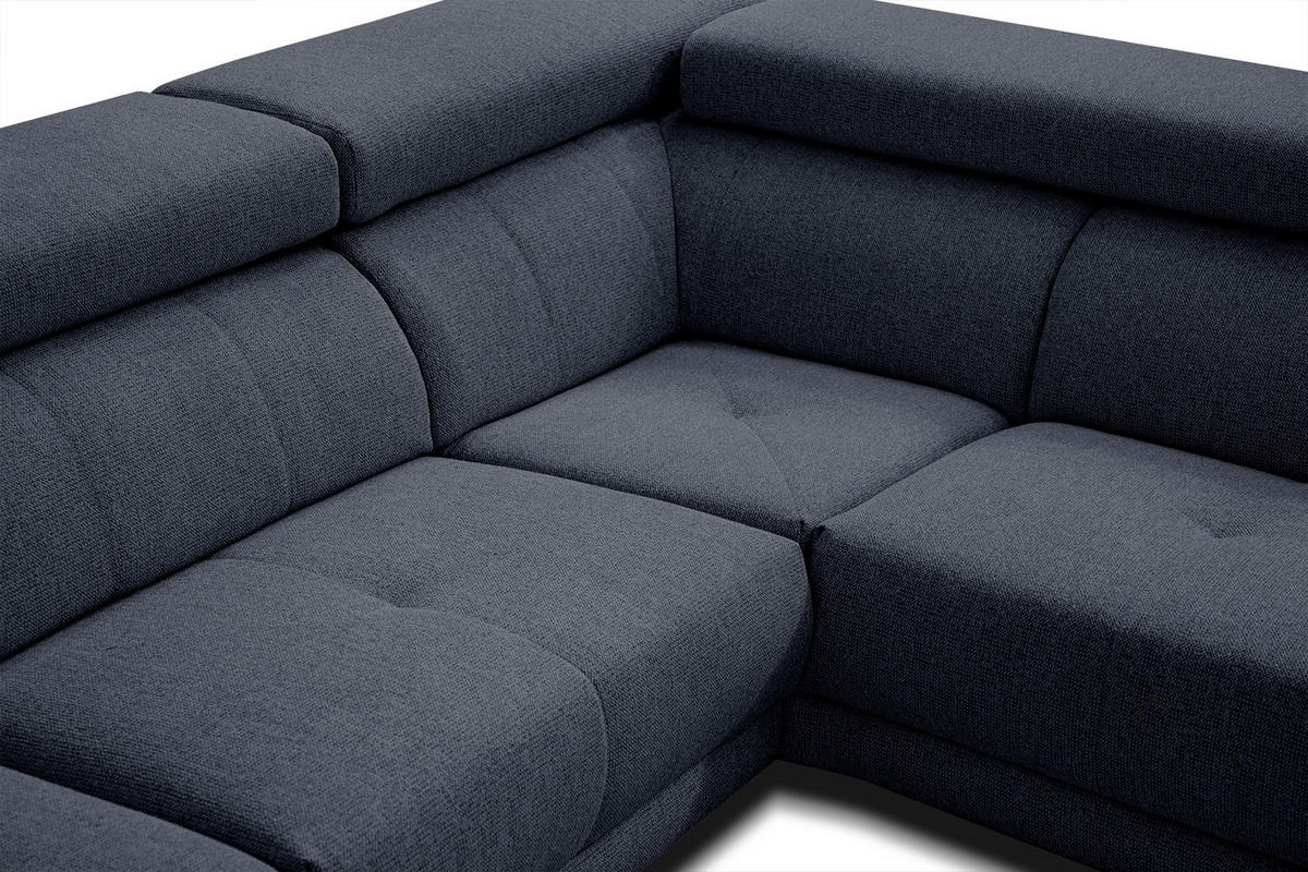 ECKSOFA MORELLO 5-Sitzer, dunkelblau - Schwarz/Dunkelblau, Holzwerkstoff/Textil (287/228cm) - Courtois Laville