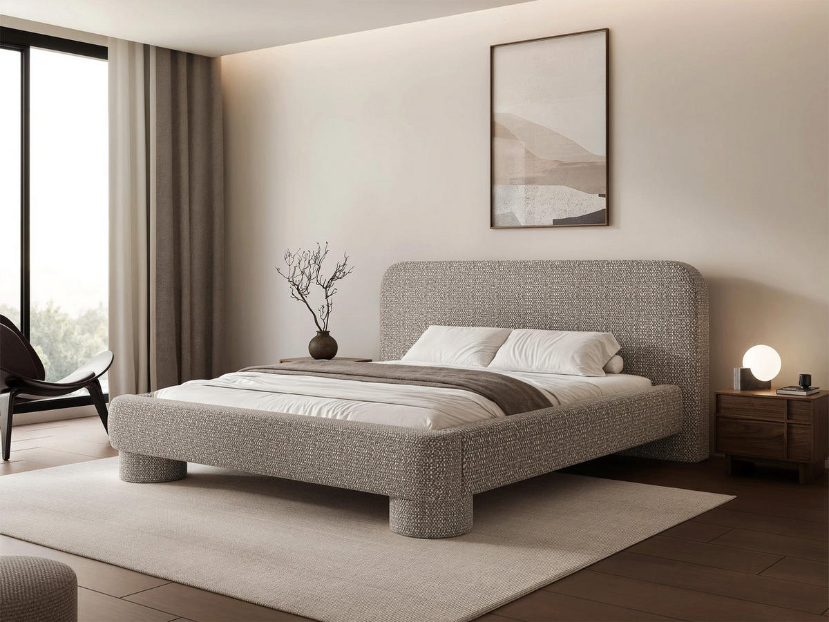 ČALOUNĚNÁ postel Fredo, 140x200 cm - šedohnědá, kompozitní dřevo/textil (140/200cm) - Selsey