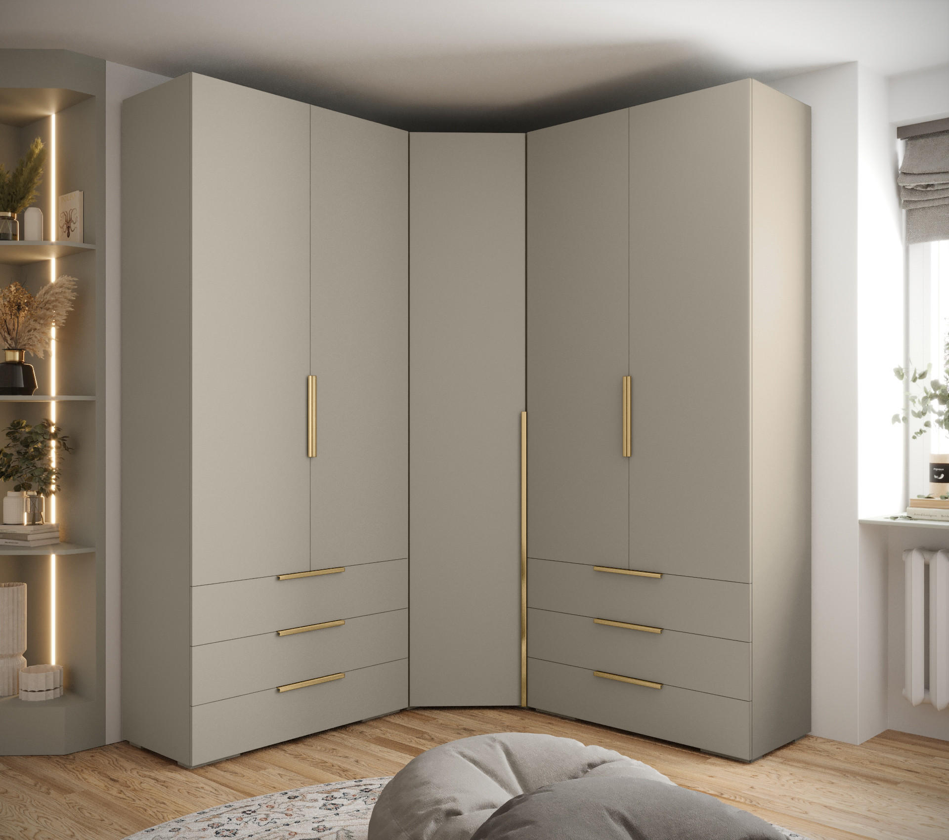 GARDEROBEN-SET 236,7/181,7/47 - Kaschmir/Goldfarben, Holz/Kunststoff (181.7/236.7/47cm) - Abiks Möbel