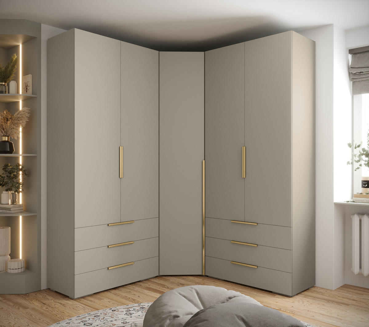 GARDEROBEN-SET 236,7/181,7/47 - Kaschmir/Goldfarben, Holz/Kunststoff (181.7/236.7/47cm) - Abiks Möbel