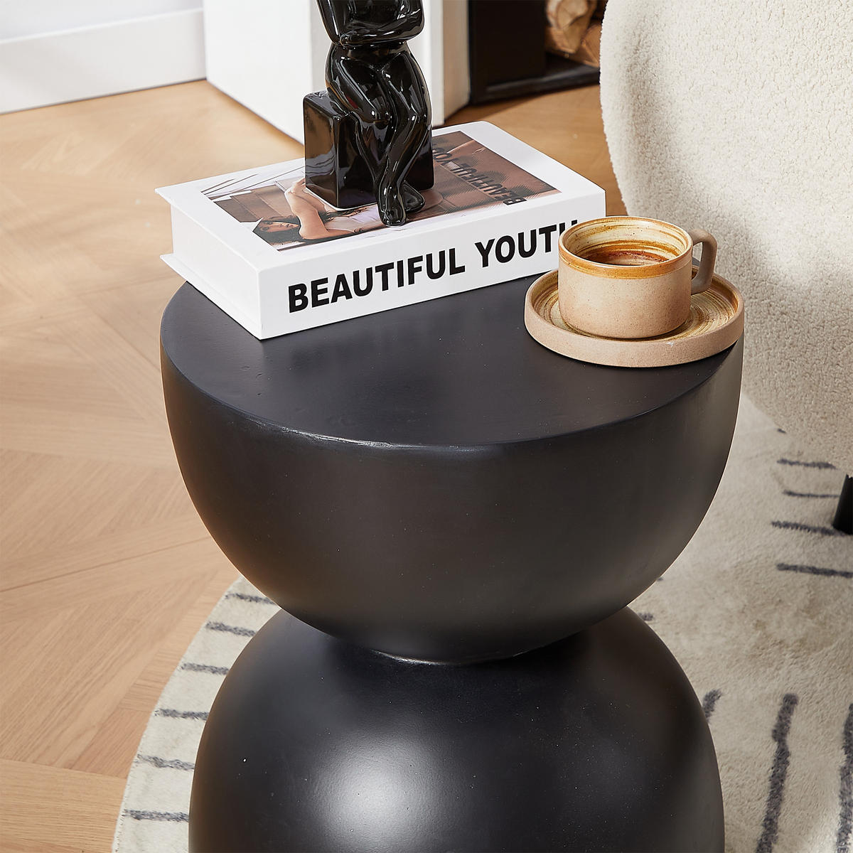 BEISTELLTISCH Rund Schwarz 45 x 45 x 52 cm - Schwarz, Metall (39.5/39.5/45cm) - Nordlys