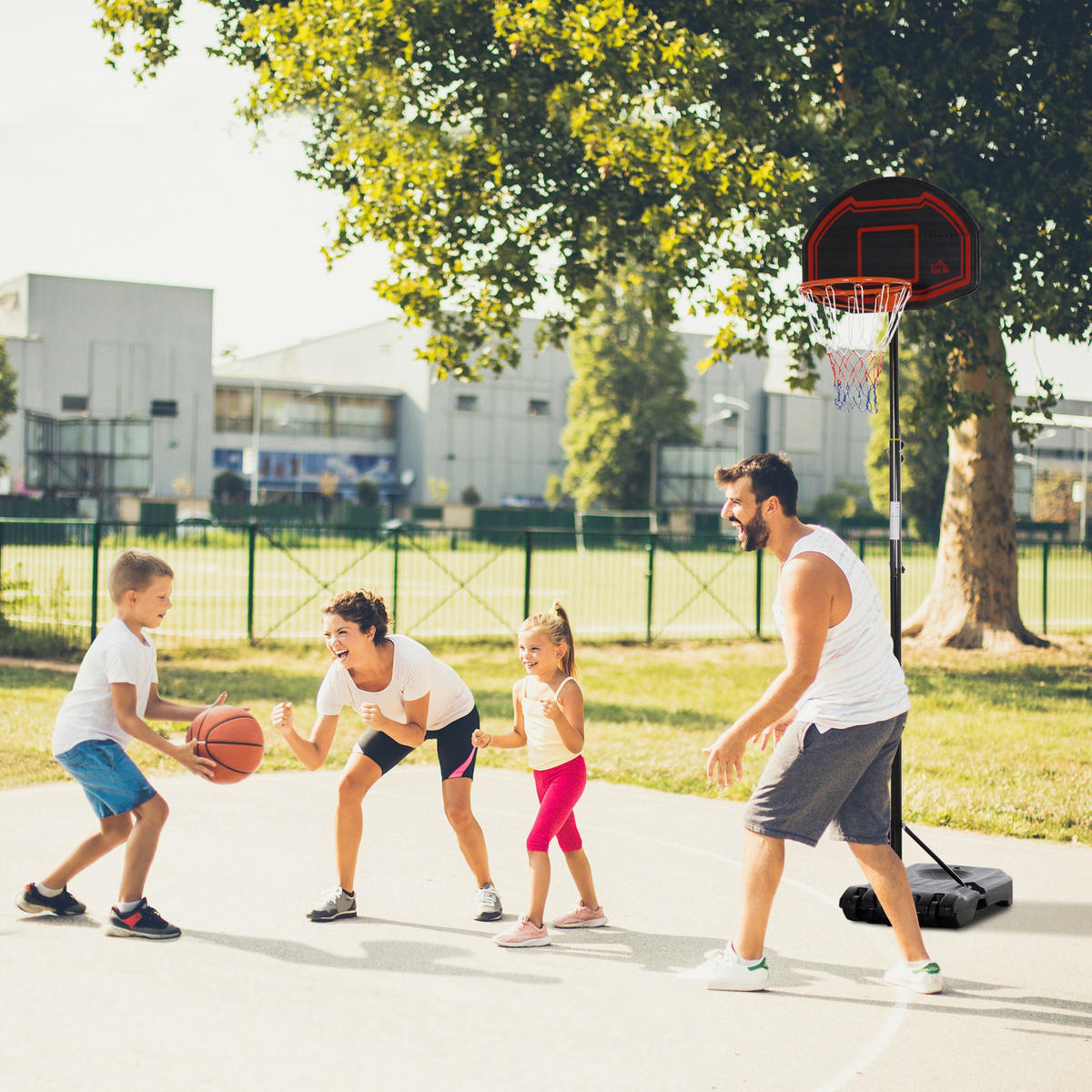 BASKETBALLKORB DE-18518 höhenverstellbar 2,1-2,6 m - Schwarz, Metall (76/70cm) - ComfortXL