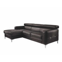 ECKSCHLAFSOFA mit Echtlederbezug, Schlaffunktion & Bettkasten - Chromfarben/Dunkelbraun, Leder/Holz (227/168cm) - Cotta