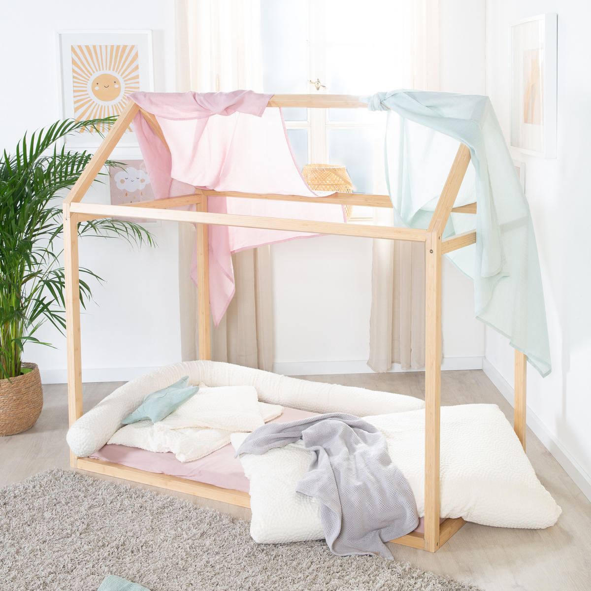 HAUSBETT 70 x 140 cm Montessori Bambus - Naturfarben, Holzwerkstoff (70/140cm) - Roba