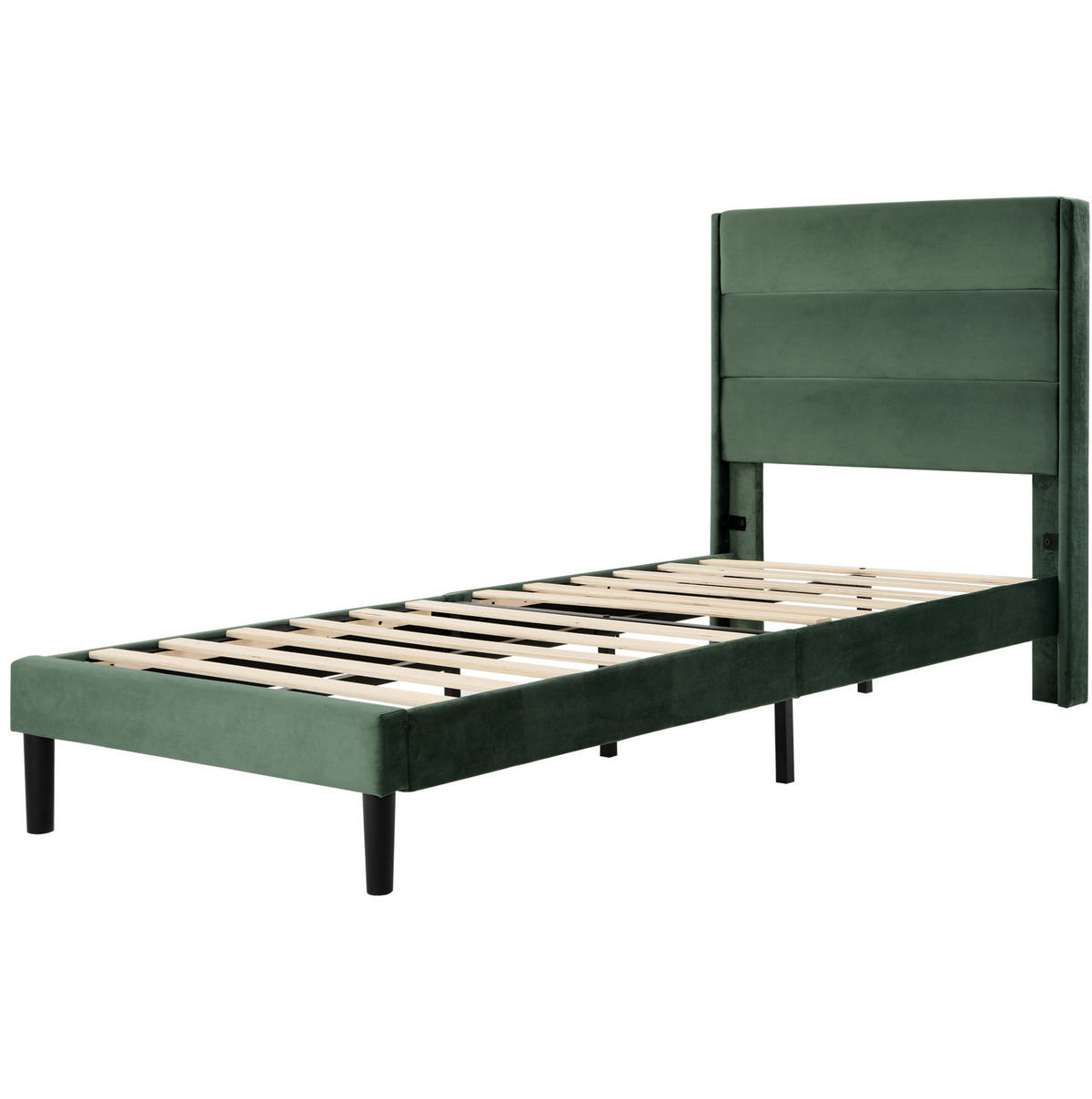 POLSTERBETT 90/200 cm Dunkelgrün aus Samt mit Lattenrost - Grün, Textil (90/200cm) - OKMYHOME