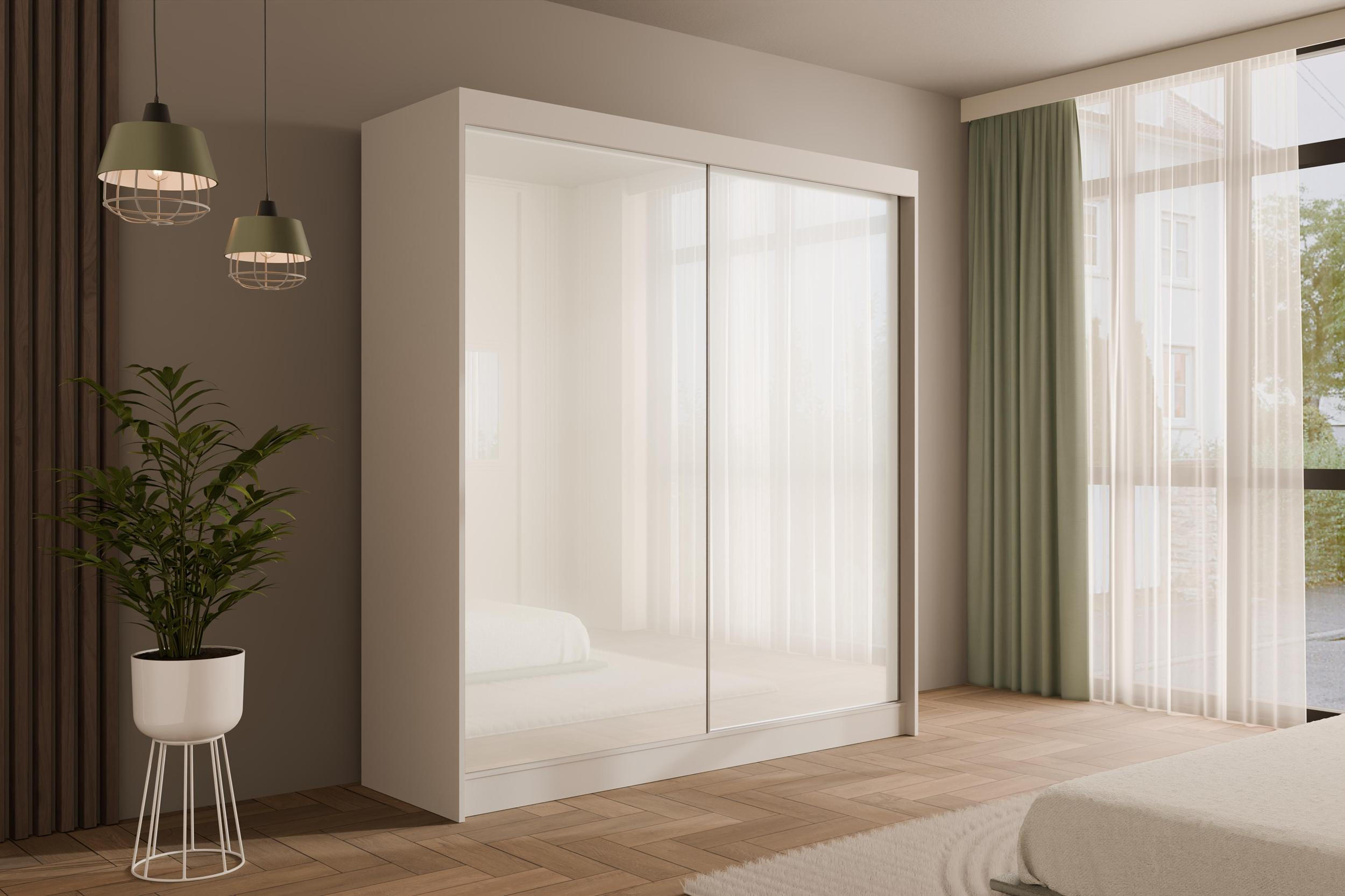 KLEIDERSCHRANK PEKA - 200 cm - Weiß - Weiß, Holzwerkstoff (200/215/61cm) - ALTDECOR