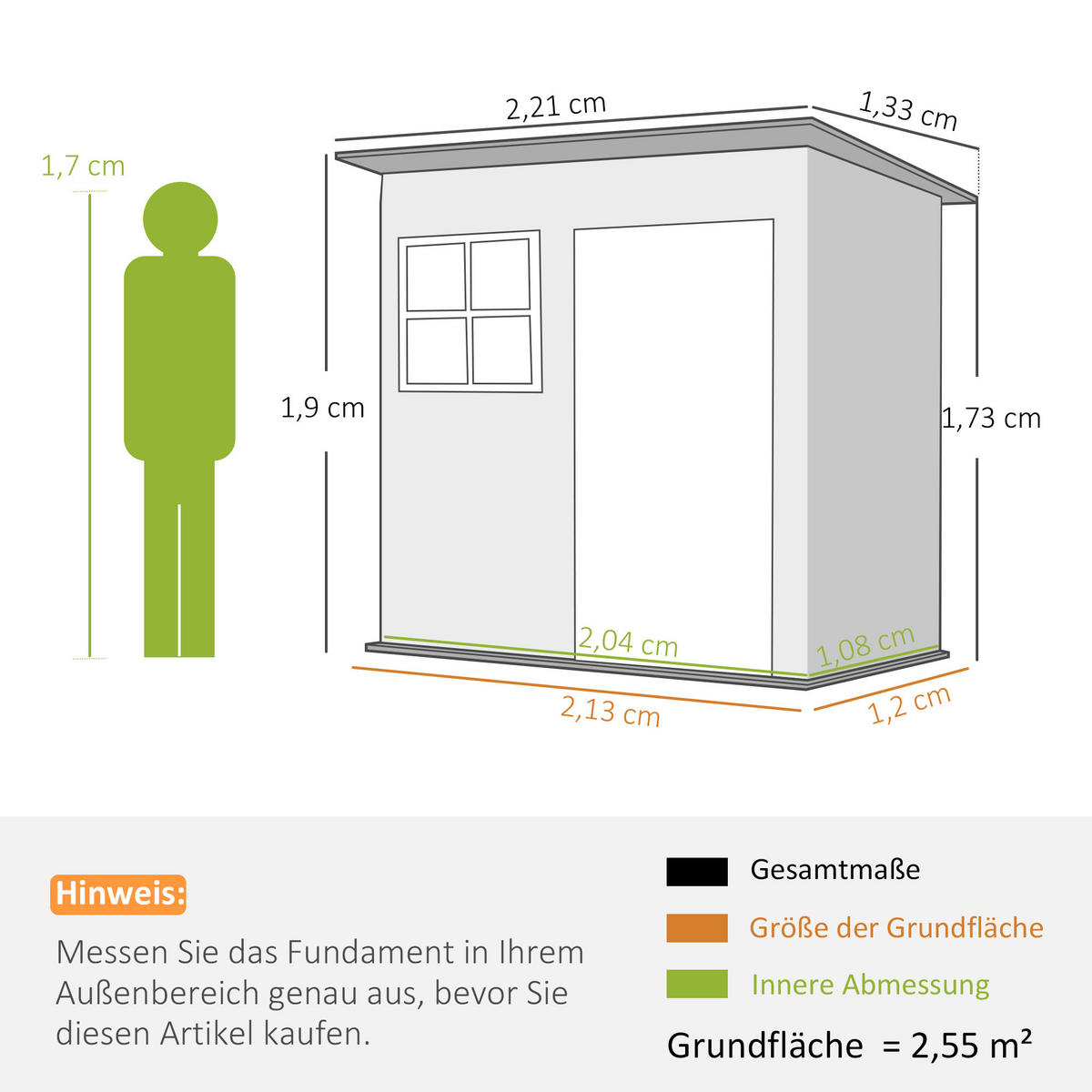 GERÄTEHAUS 221 x 133 x 190/173 cm - Dunkelgrau, Metall (133/190/211cm) - Outsunny