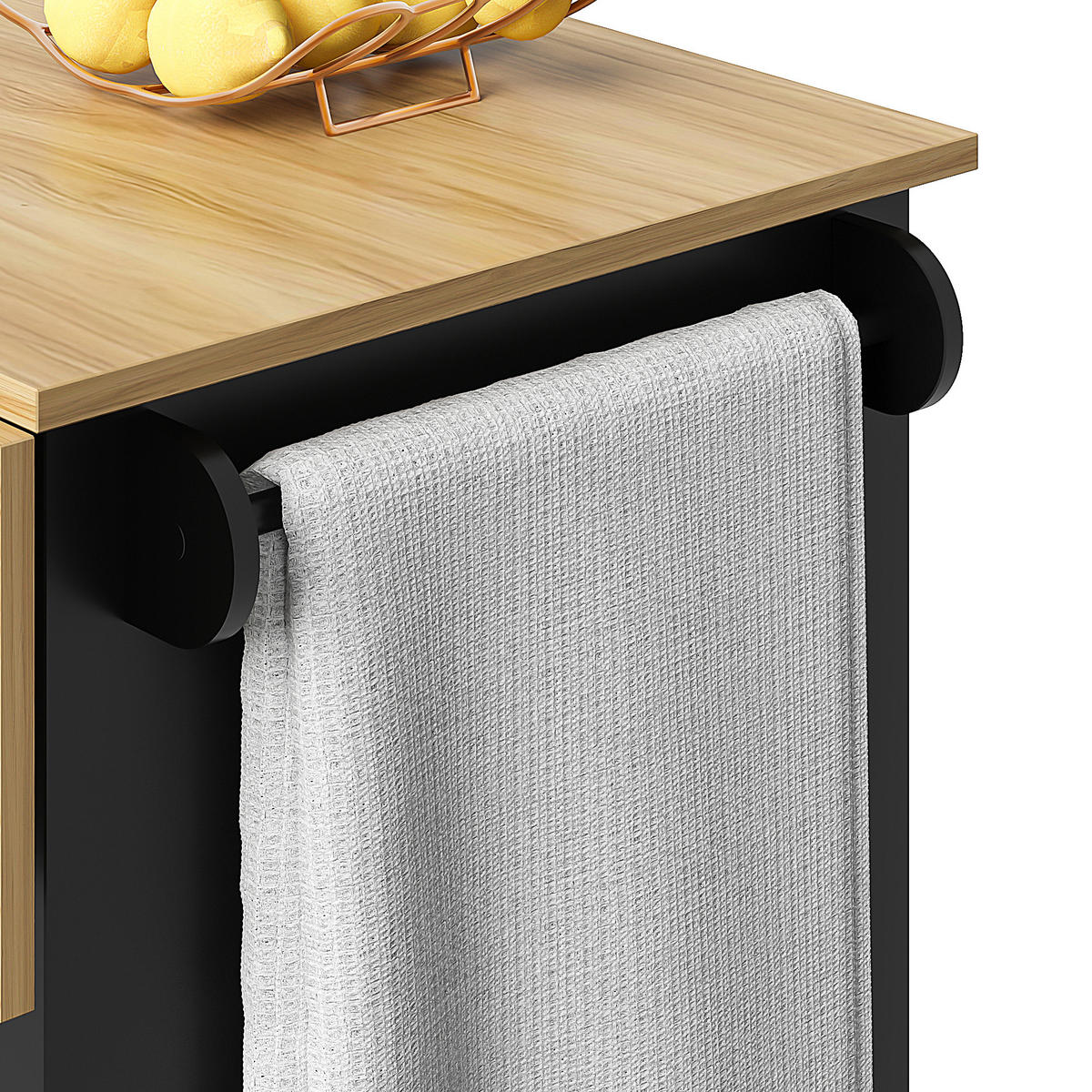 KÜCHENWAGEN 104x39.5x91.5cm Schwarz mit 3 Schubladen & Weinrutsche - Schwarz, Holzwerkstoff (104/91.5/39.5cm) - Modfu