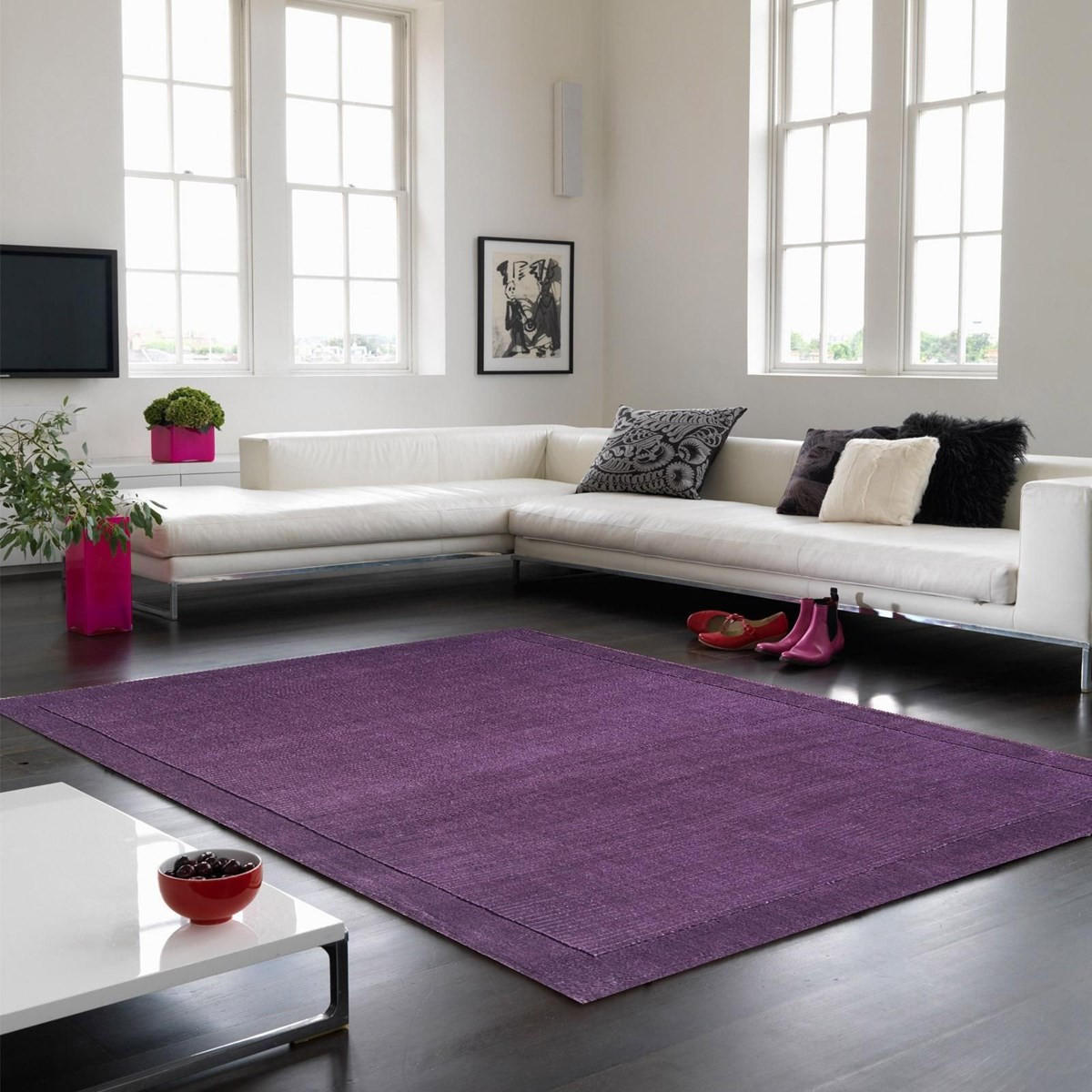 TEPPICH Einfarbiger, getufteter aus reiner Wolle CANDY Lila 160 x 230 cm - Lila, Naturmaterialien (160/230cm) - Novatrend