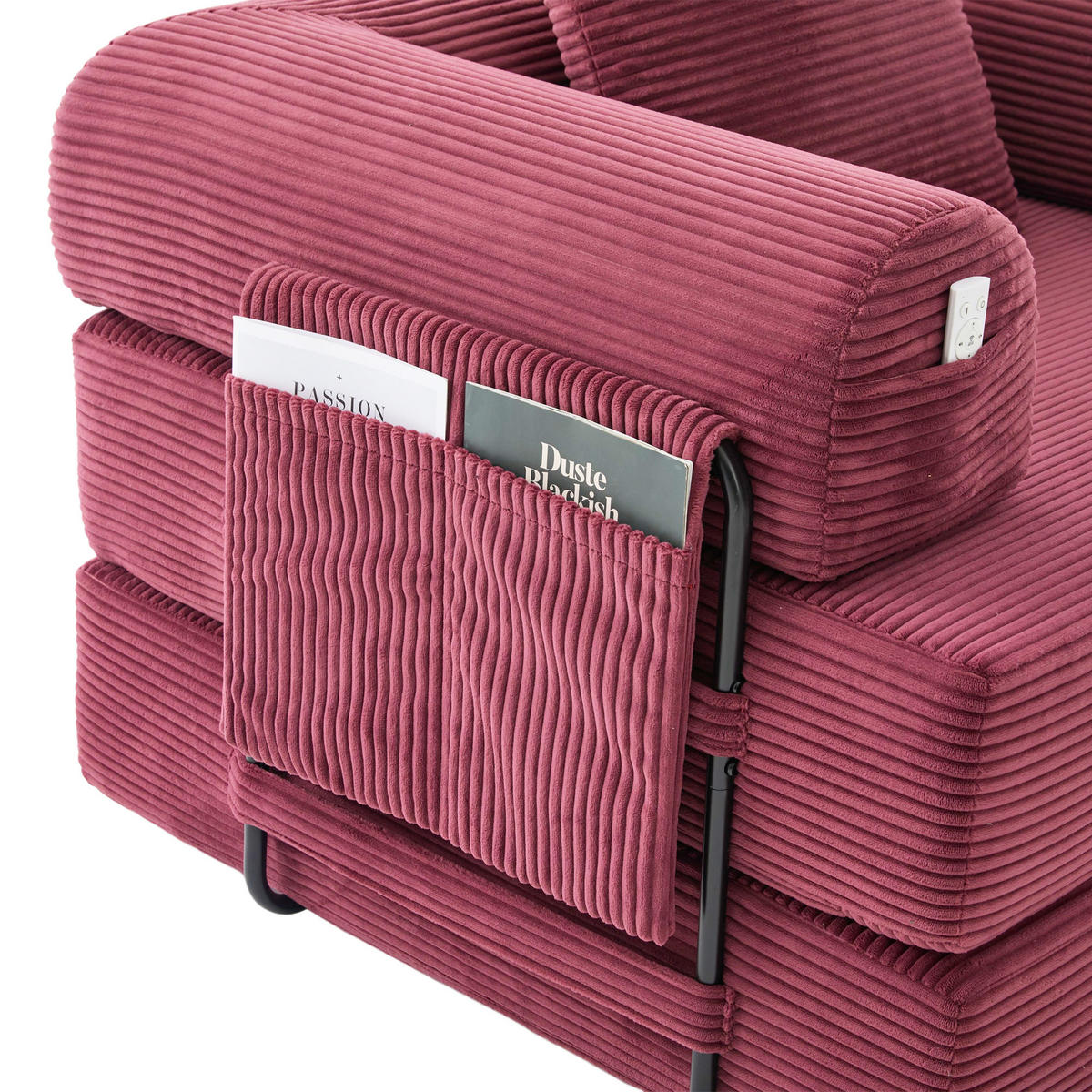 SITZGARNITUR DE-33801 modular mit Hocker Weinrot - Weinrot, Metall (200/67/190cm) - ComfortXL
