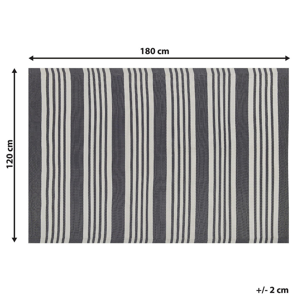 OUTDOOR-TEPPICH Delhi 180/120 cm - Schwarz, Kunststoff (120/180cm) - Beliani