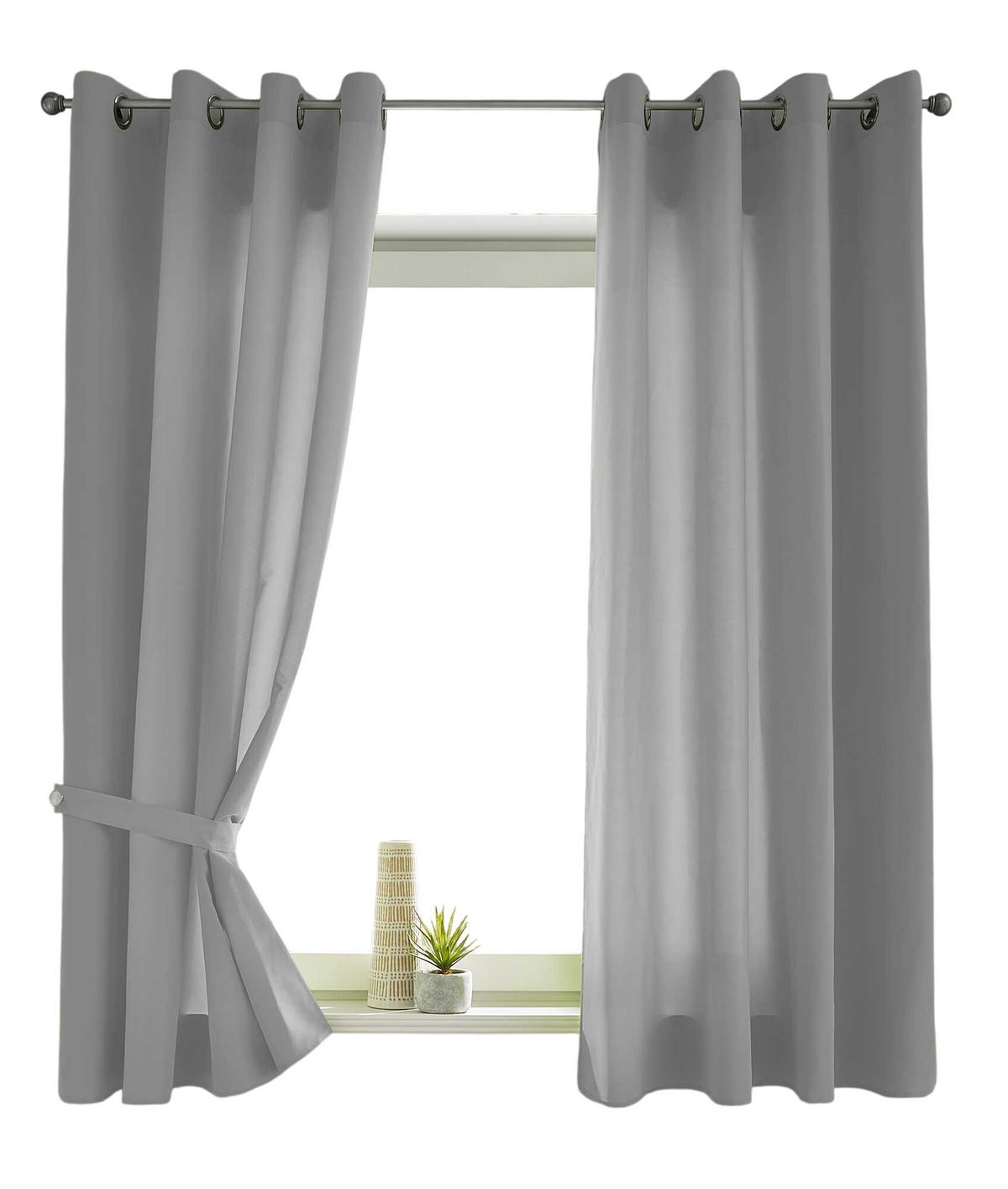 VORHANG 2ER SET BERLIN HxB 145x140cm Grau - Grau, Textil (140/145/145cm) - Gardinenbox