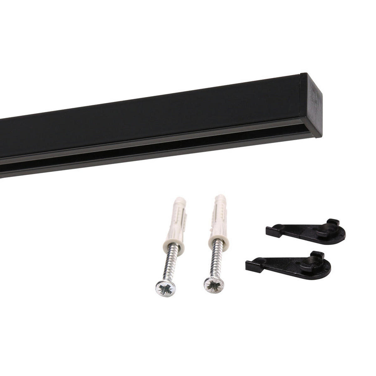 GARDINENSCHIENE 1-lauf Square - Schwarz, Metall (150cm) - Deco-Raum