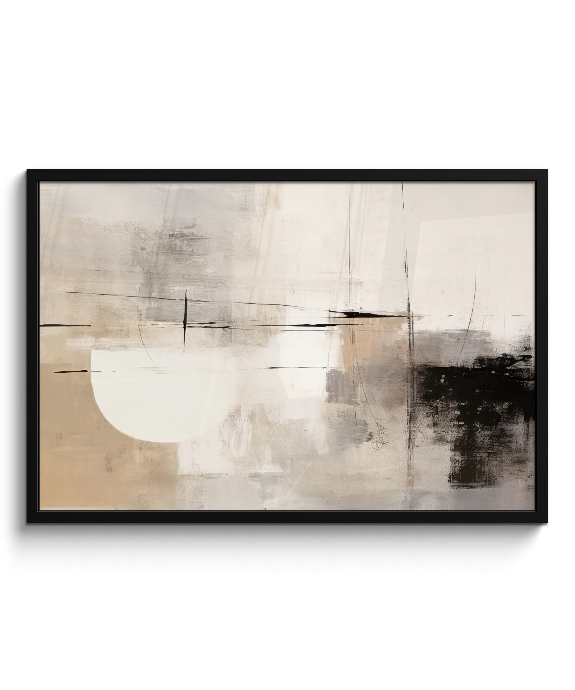 ZARÁMOVANÝ PLAGÁT Abstraktné - Umenie - Sivé 90x60 cm - svetlosivá, papier (90/60cm) - MuchoWow