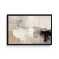 ZARÁMOVANÝ PLAGÁT Abstraktné - Umenie - Sivé 90x60 cm - svetlosivá, papier (90/60cm) - MuchoWow