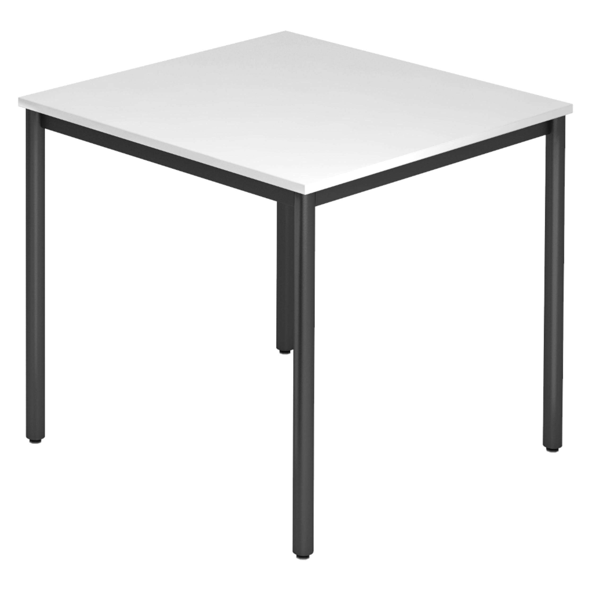 BESPRECHUNGSTISCH Serie-D 80/80/72 cm in Weiß/Rundrohr schwarz - Schwarz/Weiß, Holzwerkstoff (80/80/72cm) - bümö