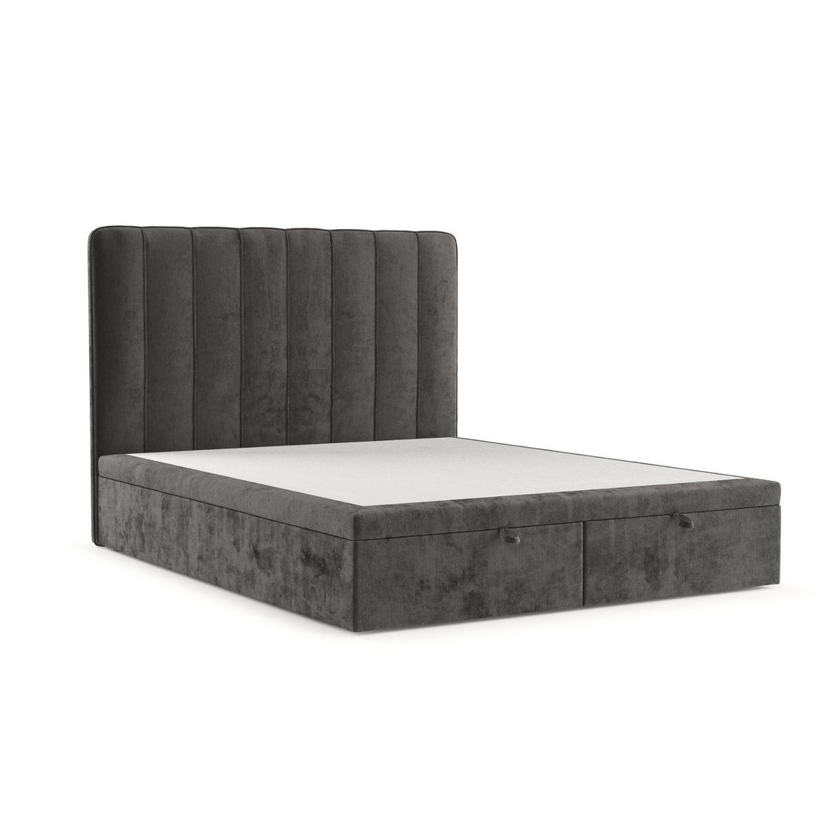 POLSTERBETT Vienna mit Stauraum 200/200 cm Stahl im Lotta Stoff - Schwarz/Graphitfarben, Holz/Holzwerkstoff (200/200cm) - AltaBeds
