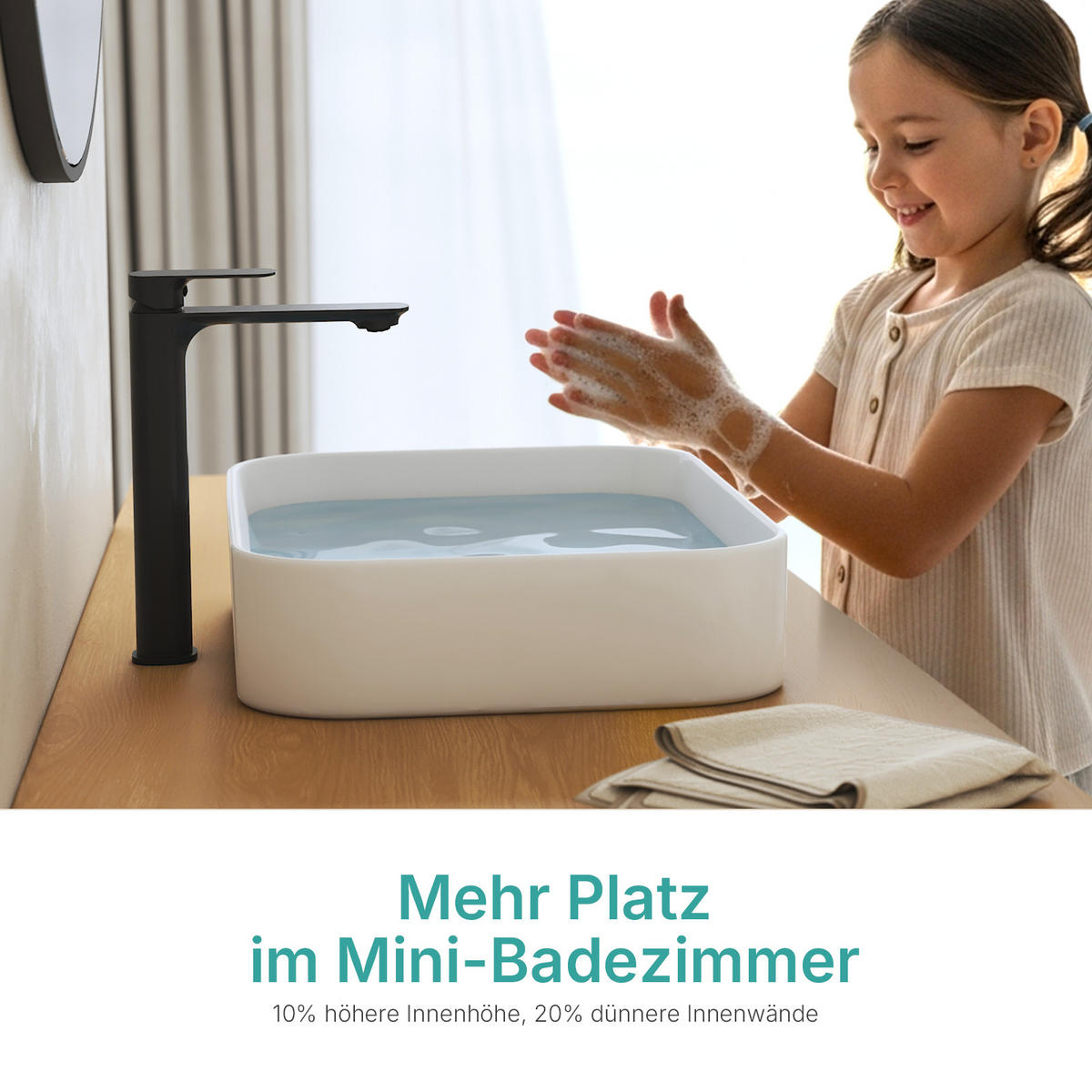 WASCHBECKEN Keramik R-Ecken 50,5 / 37 / 11 cm - Weiß, Keramik (50.5/11/37cm) - EMKE