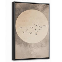 LEINWAND Bilder mit Rahmen - Vogel - Beige - Japanisch - 20x30 - Taupe, Textil (20/30cm) - MuchoWow