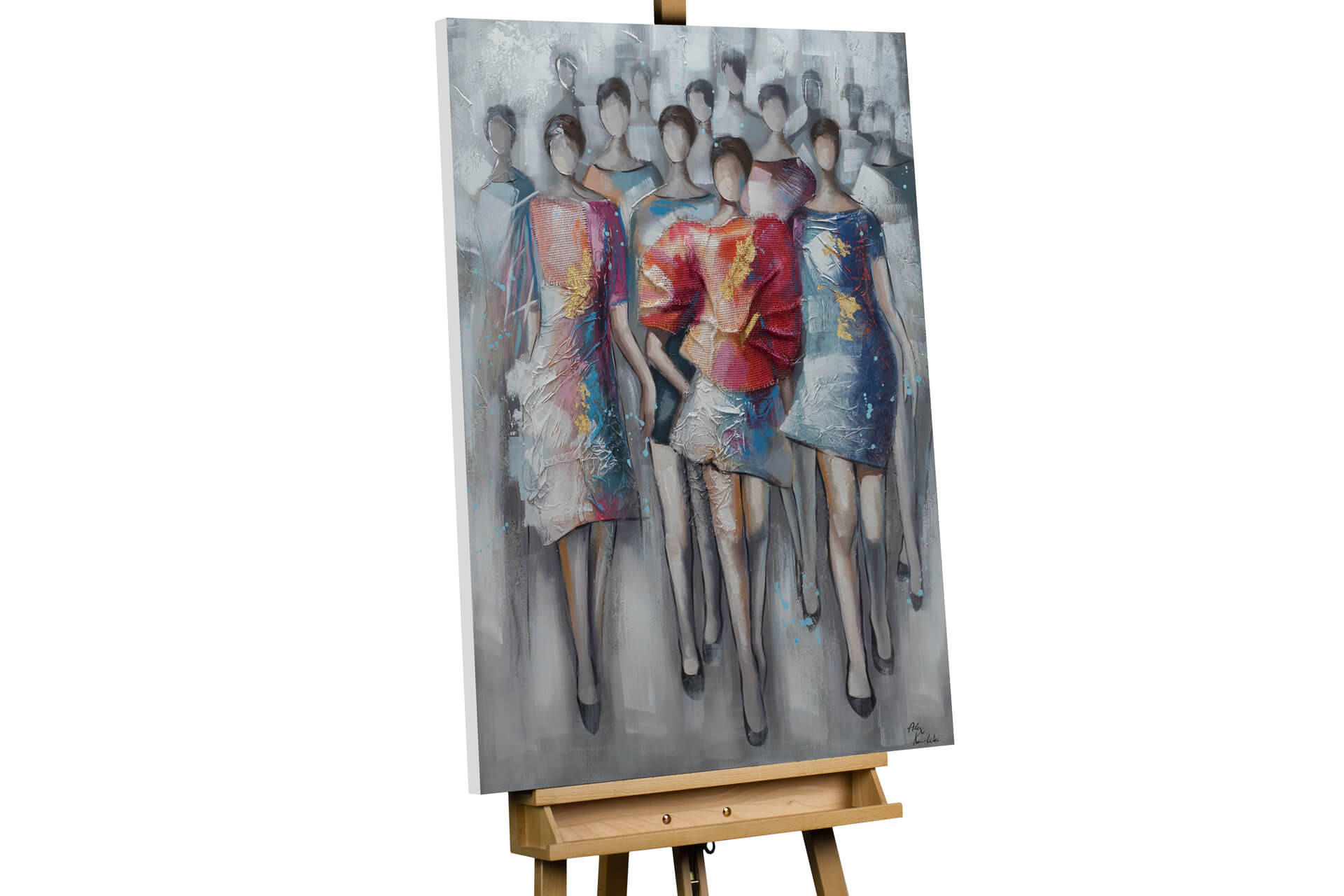 ACRYLBILD HANDGEMALT 75/100 cm - Grau, Holz/Textil (75/100cm) - KUNSTLOFT