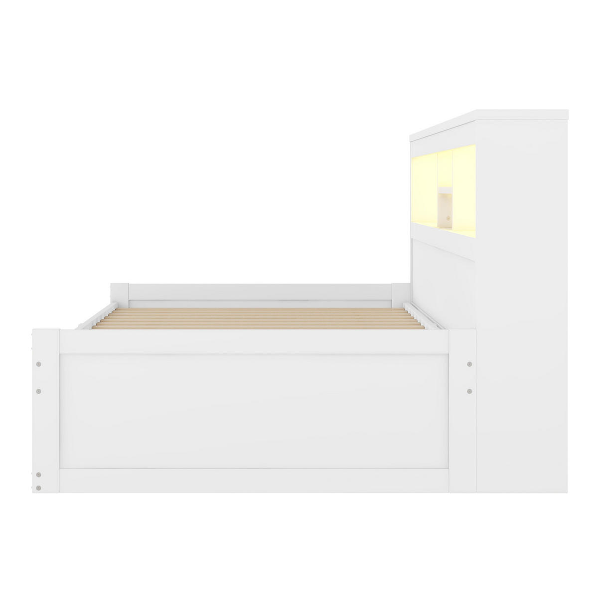 POLSTERBETT 90/200 cm Weiß aus Spanplatte mit LED-Beleuchtung und USB-Anschluss - Weiß, Holzwerkstoff (90/200cm) - OKMYHOME