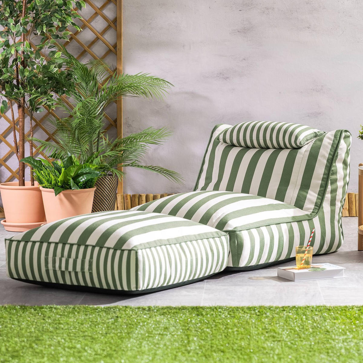 SITZSACK Outdoor mit Bodenkissen Nova - Olivgrün, Textil (84/68/180cm) - icon