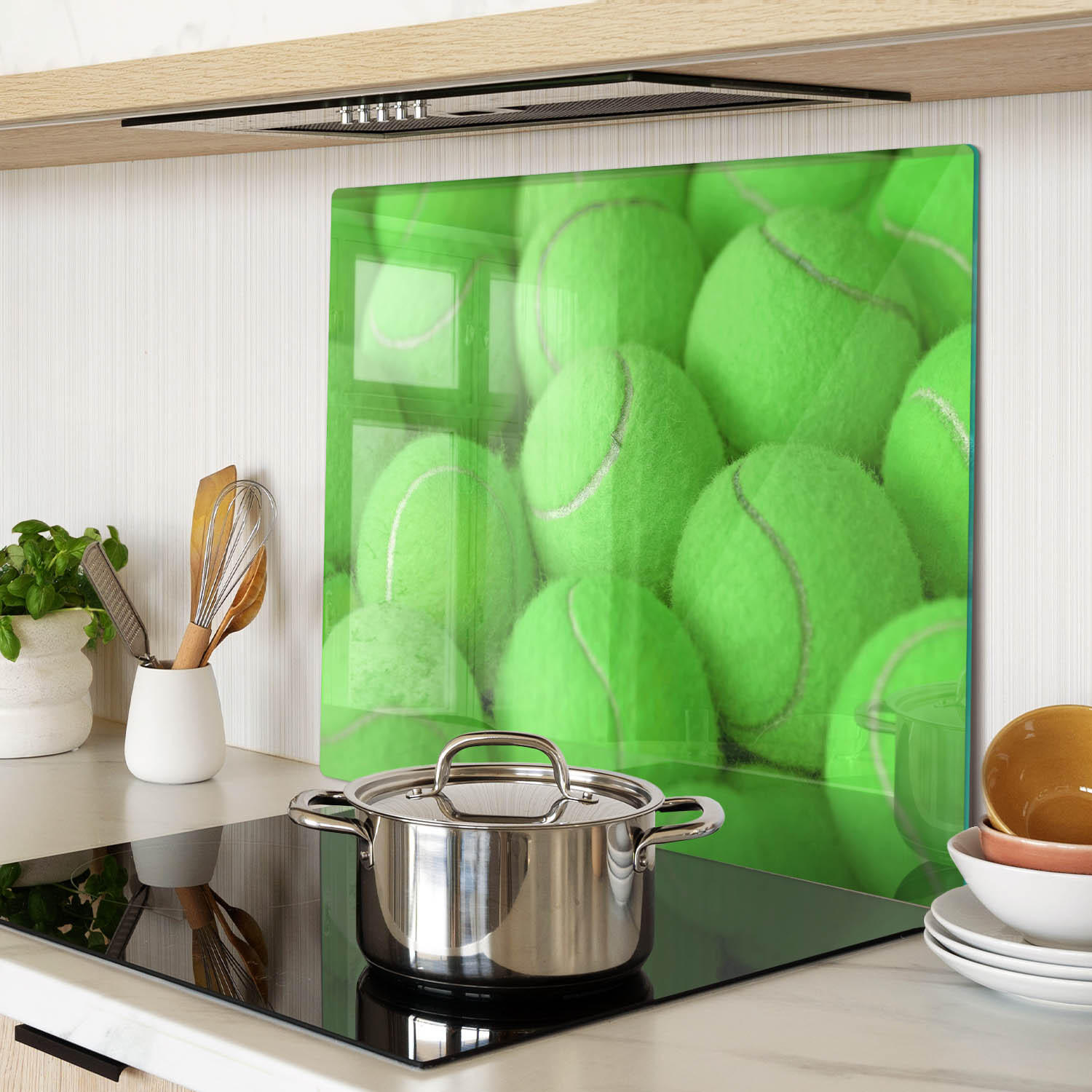 GLASPLATTE 60x52 cm Tennisbälle - Grün, Glas (60/0.4/52cm) - TULUP