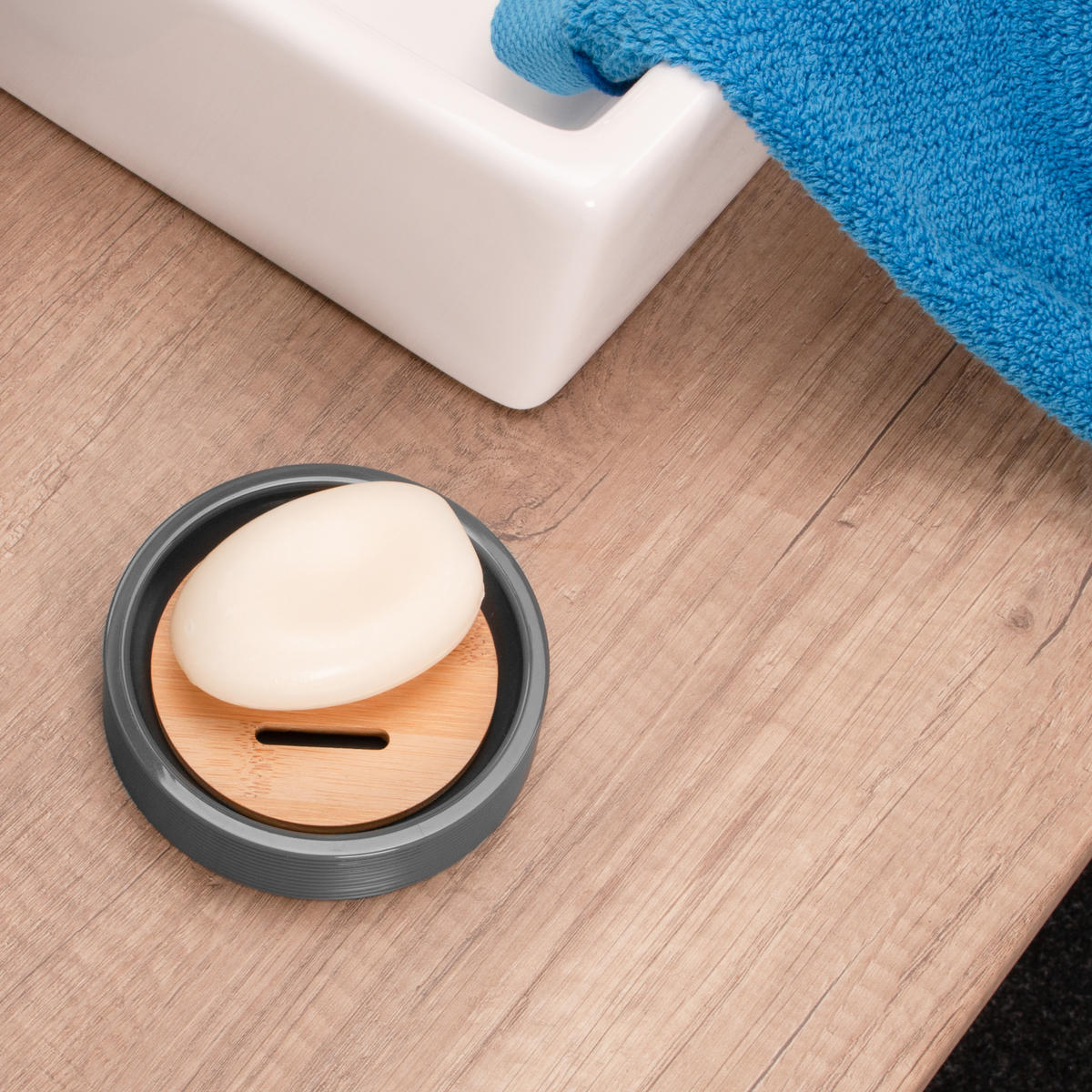 BADEZIMMER-SET 6tlg. SEGNO, grau - Grau, Kunststoff (19/24.5/19cm) - bremermann