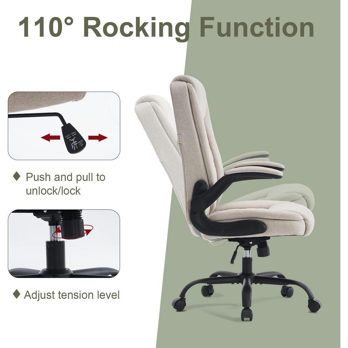 BÜROSTUHL Ergonomisch Beige Stoff - Beige, Textil (67/116/65cm)